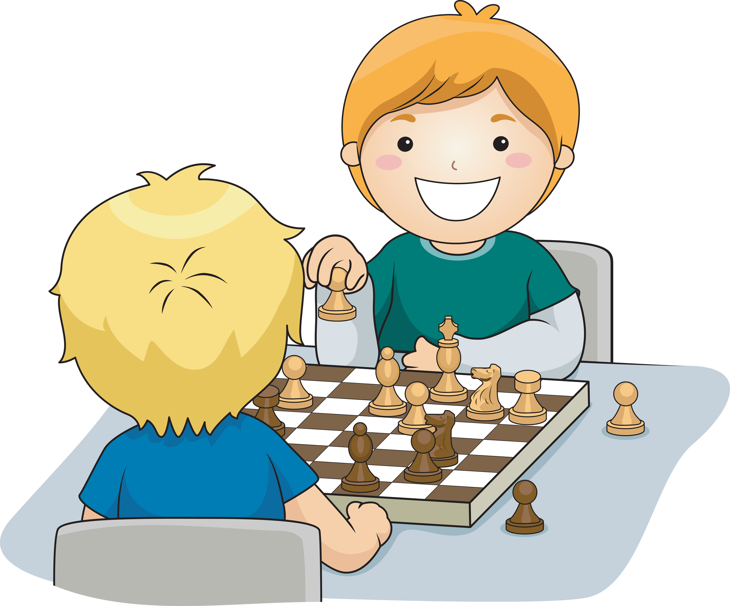 Дети играющие в шахматы рисунок